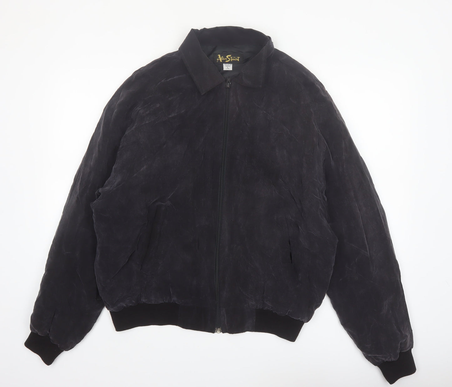 Alan Stuart Womens Black Suede Bomber Jacket L Vintage Classic Style