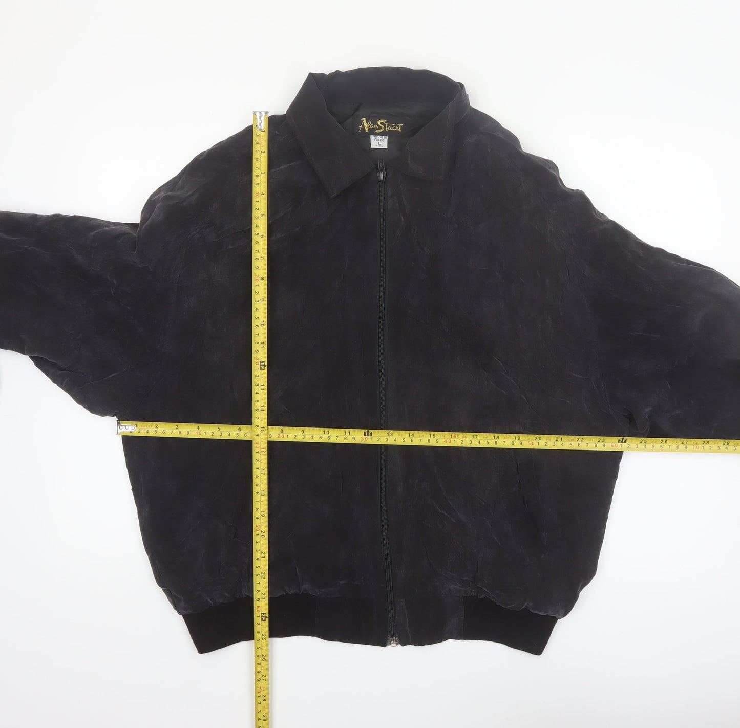 Alan Stuart Womens Black Suede Bomber Jacket L Vintage Classic Style