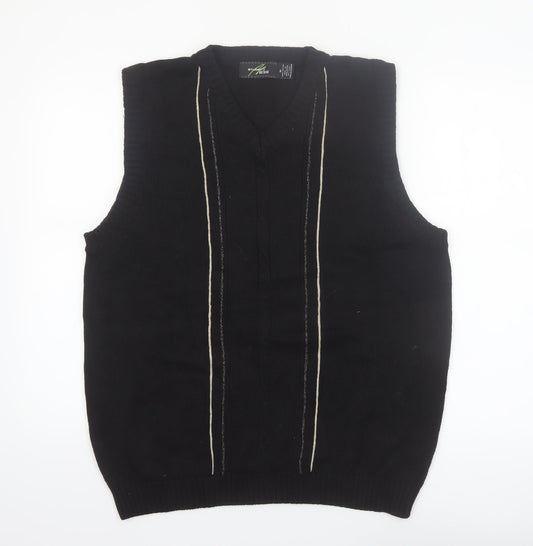 Bill Blass Men's Black XL Cotton V-Neck Sleeveless Knit Vest