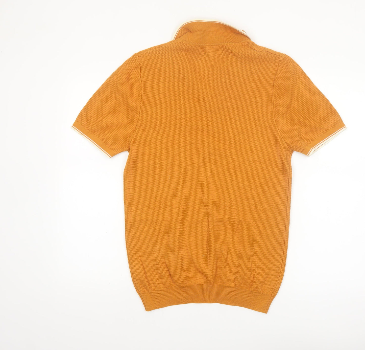 Next Mens Orange Cotton Knit Polo Shirt Size Small