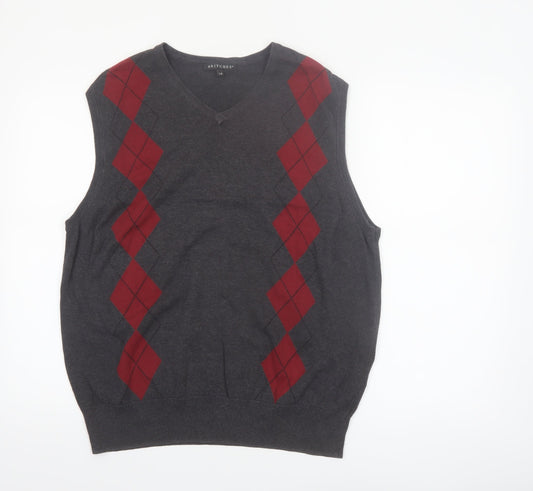 Britches Men's Grey Argyle V-Neck Cotton Jumper Vest L