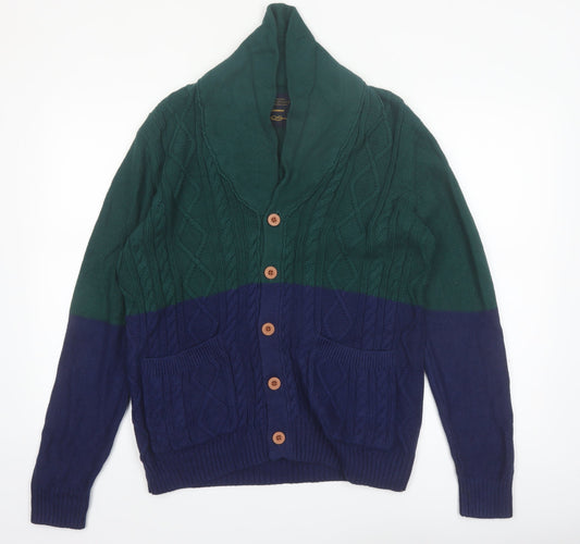 CPO Provisions Men’s Green Blue Cable Knit Cotton Cardigan M