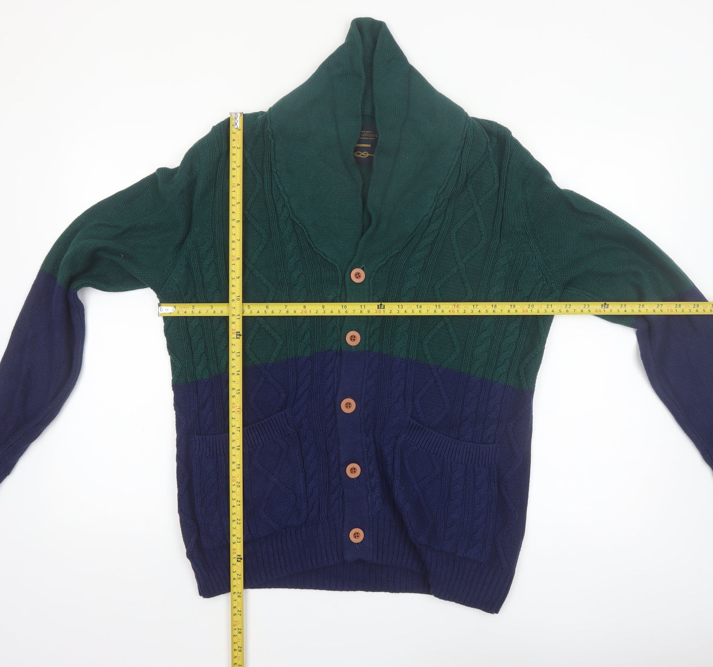 CPO Provisions Men’s Green Blue Cable Knit Cotton Cardigan M