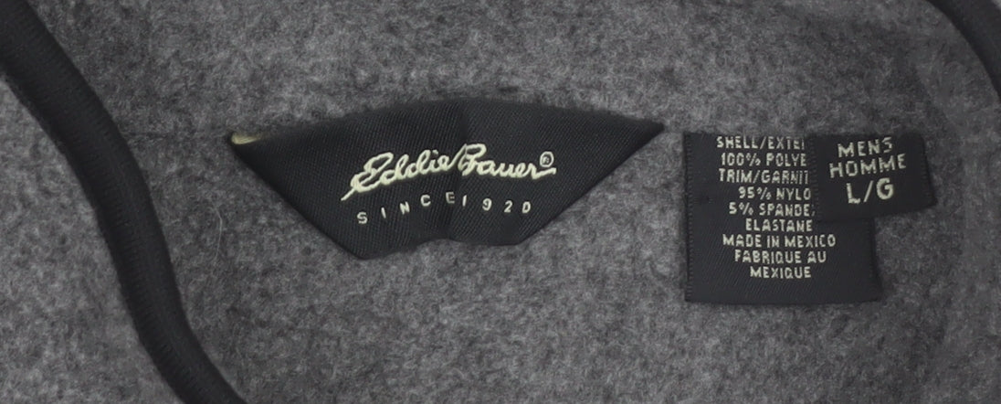 Eddie Bauer Men's Grey Fleece Bodywarmer Waistcoat L Zip Pockets Outdoor