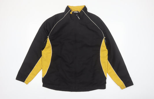 Landmark Men's Black Yellow Windbreaker Jacket Size S Polyester