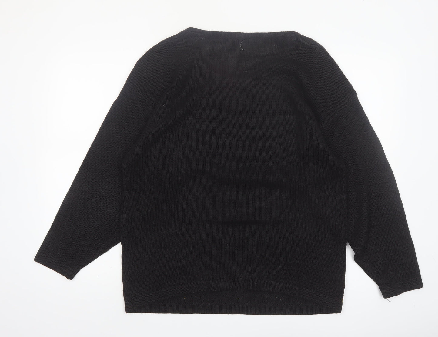 Victoria Harbour Womens Black L Beaded Knit Jumper Vintage Pullover