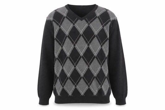 IZOD Men's Grey Argyle V-Neck Cotton Jumper XL