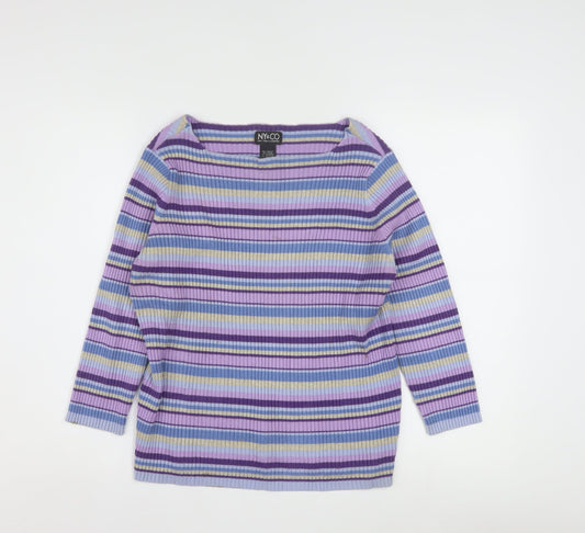 NY & CO Women’s Multicoloured Striped Boat Neck Knit Jumper L