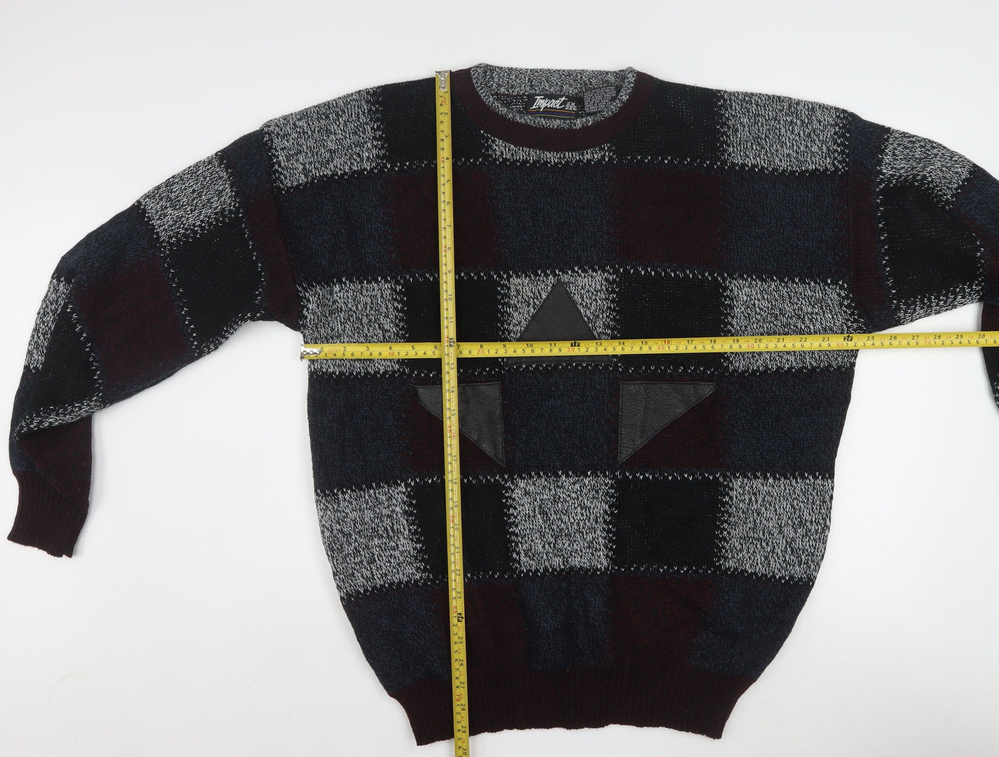 Impact Men’s Multicoloured 2XL Retro Chunky Knit Pullover Jumper