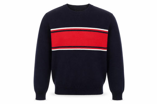 North Cape Men's Blue Wool Striped Pullover Jumper M