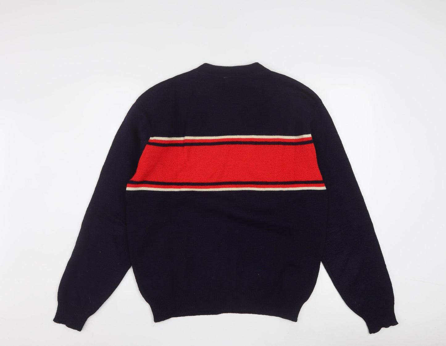 North Cape Men's Blue Wool Striped Pullover Jumper M