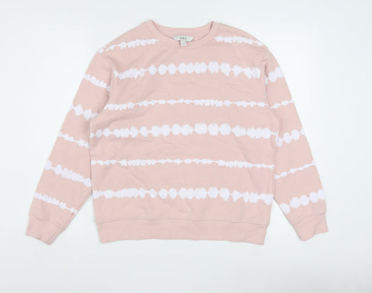 Marks and Spencer Womens Pink Tie Dye Cotton Crew Neck Sweatshirt S