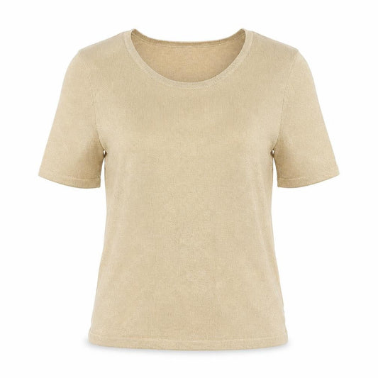 Liz Claiborne Women’s Beige Metallic Rayon Short Sleeve T-Shirt M