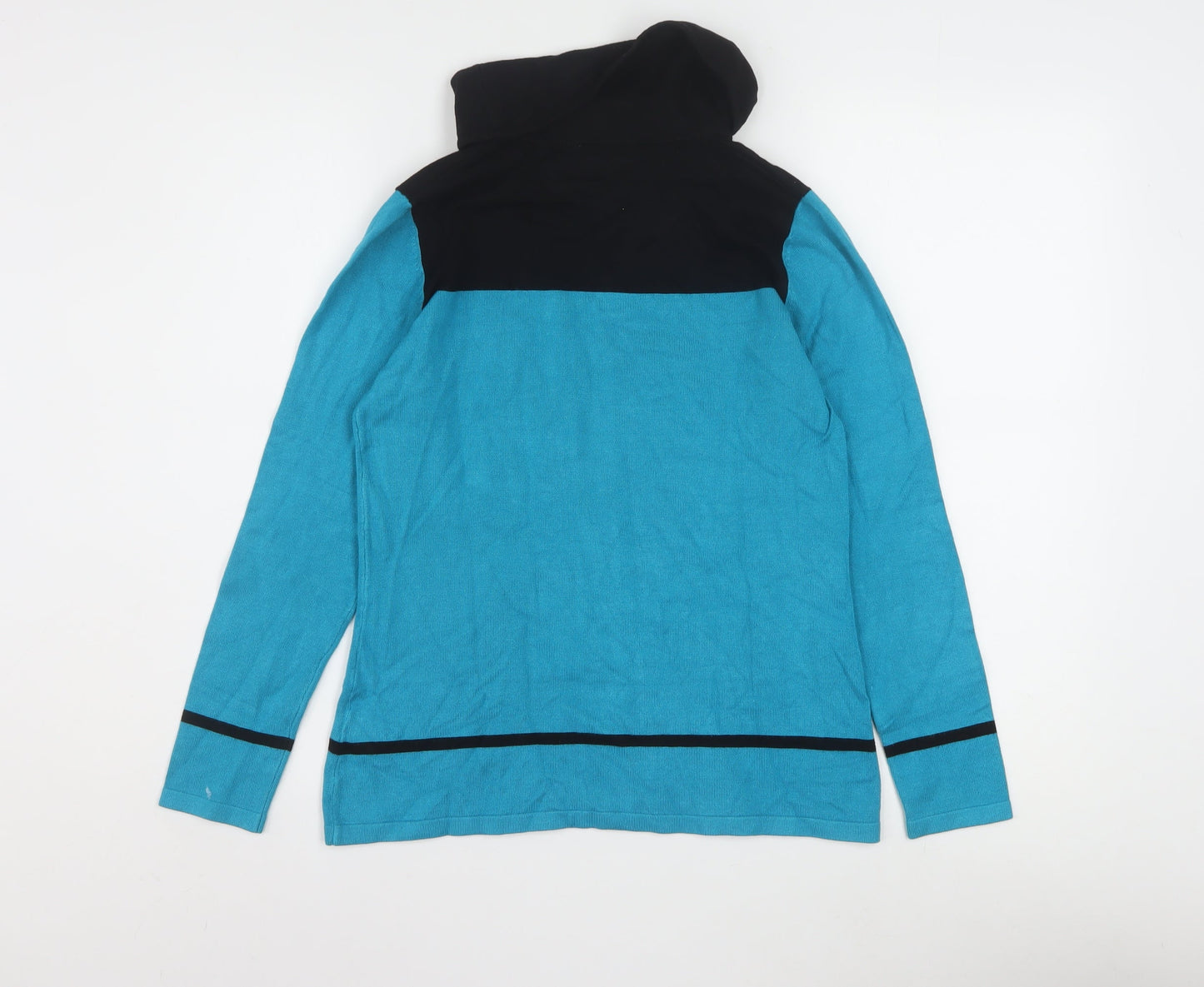 Laura Petites Women’s Blue Black High Neck Knit Pullover Jumper XS
