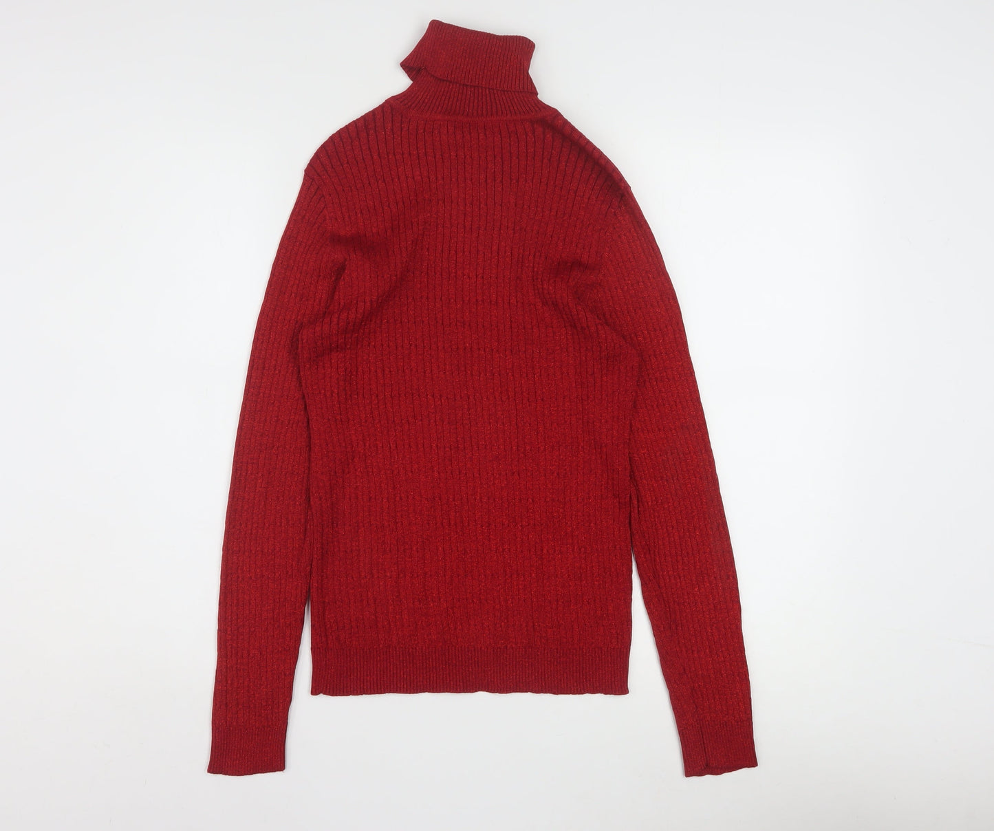Charter Club Women's Red Roll Neck Silk Blend Jumper Size M