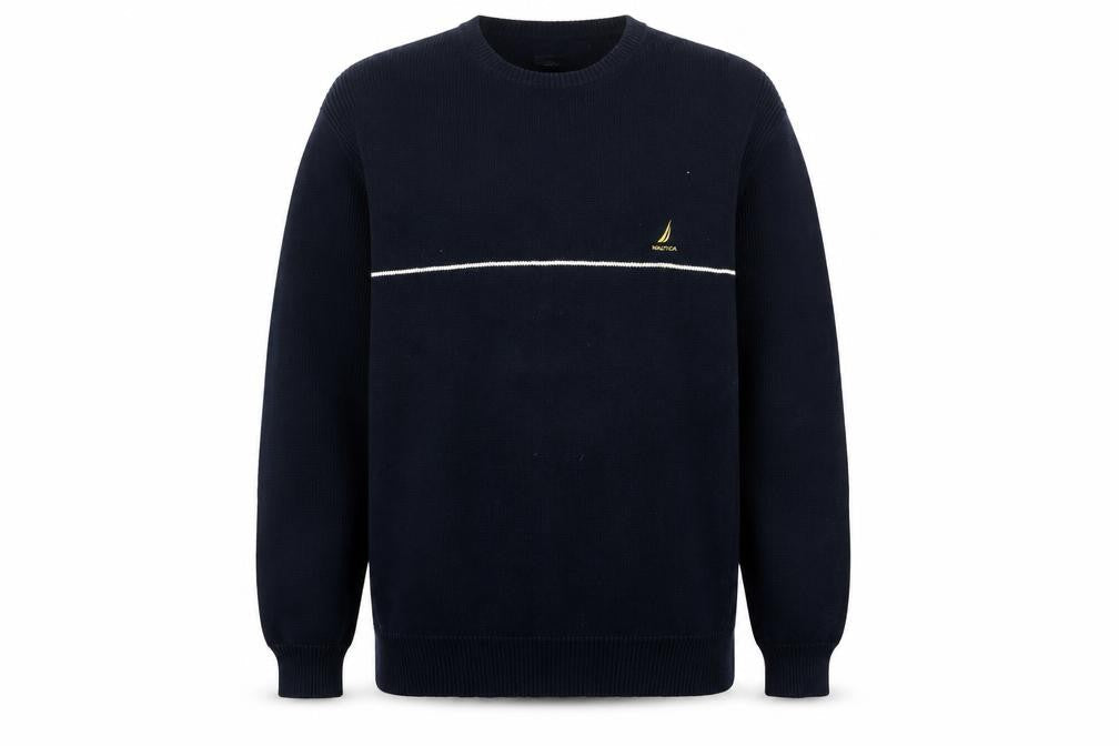 Nautica Men’s Blue Cotton Crew Neck Pullover Jumper XL