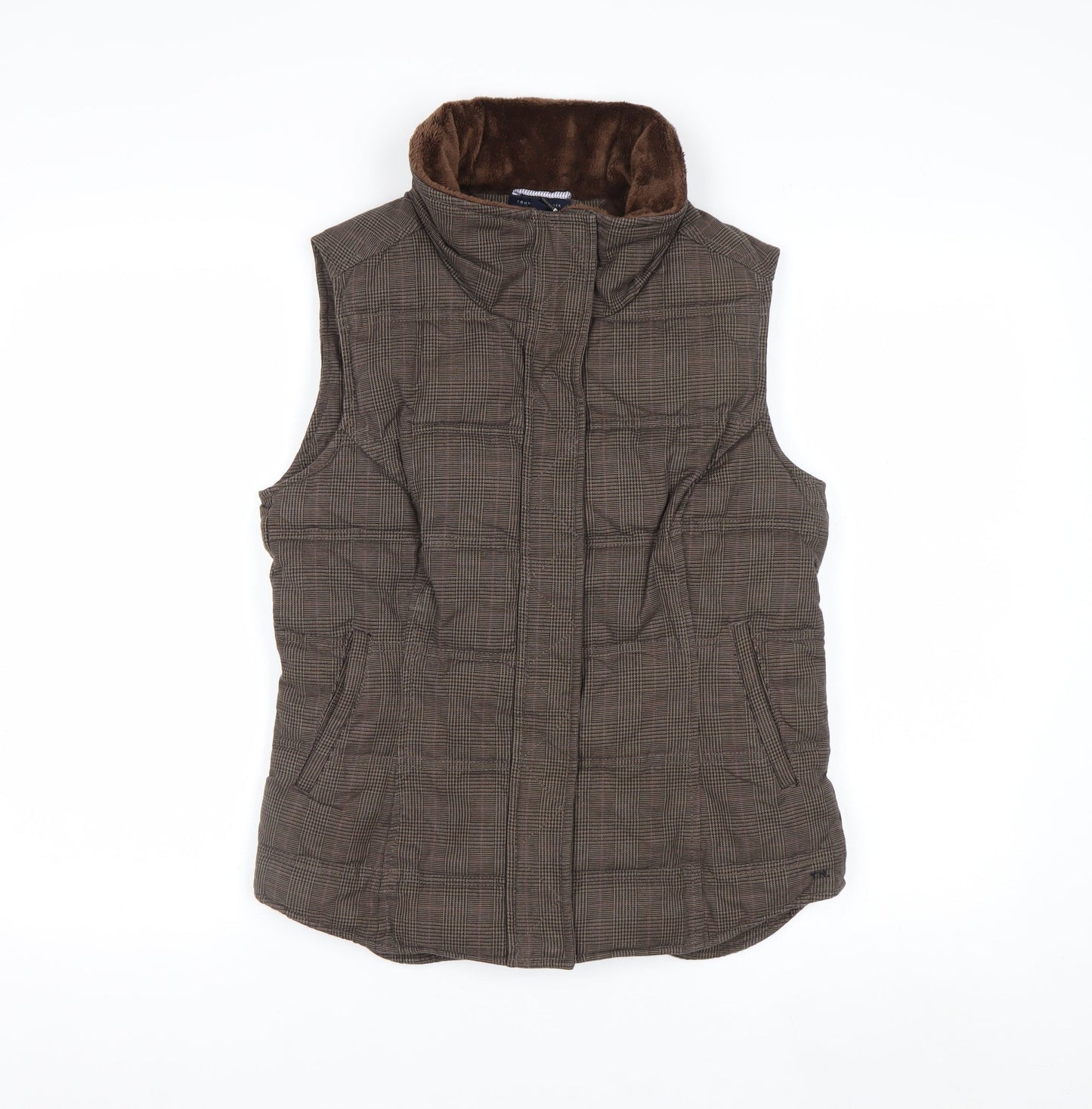 Tommy Hilfiger Women's Brown Check Padded Waistcoat M