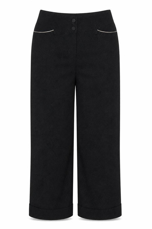 White House Black Market Womens Black Polka Dot Cropped Trousers Size 12