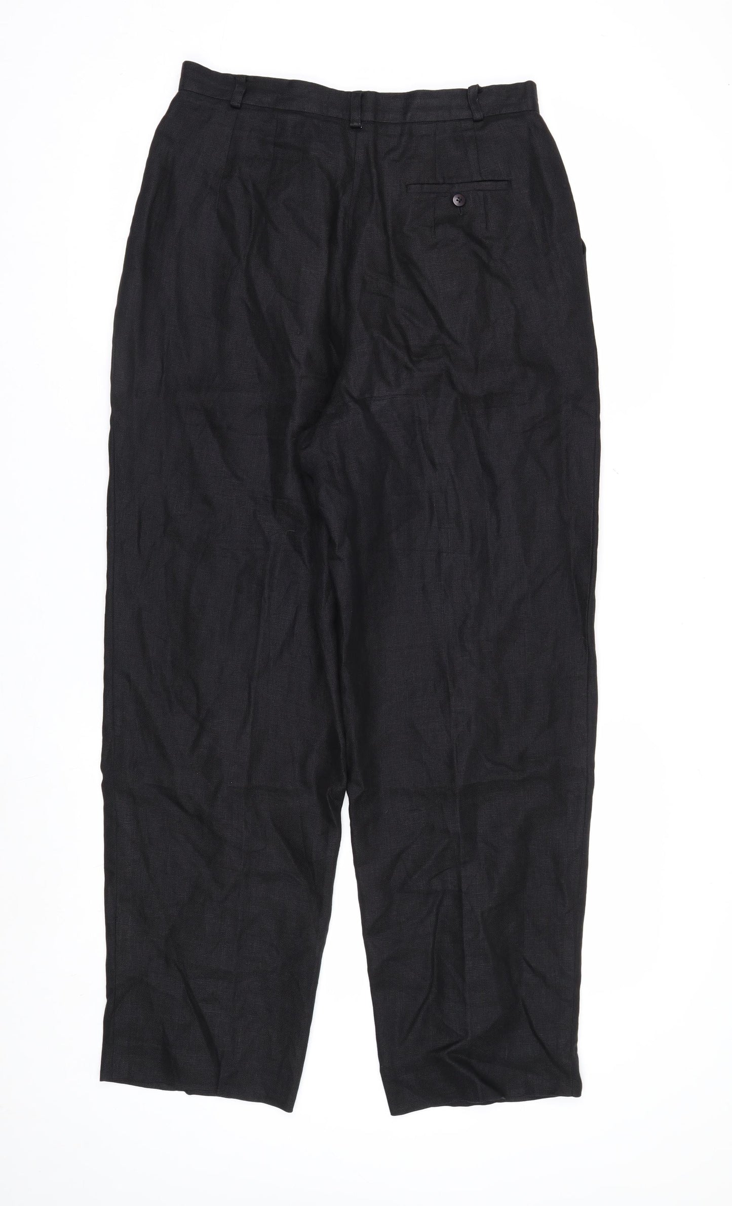 Talbots Petites Women's Black Linen Pleated Trousers Size 10