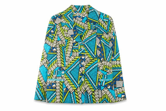 Company Collection Women's Multicoloured Geometric Cotton Blazer Jacket Size 12