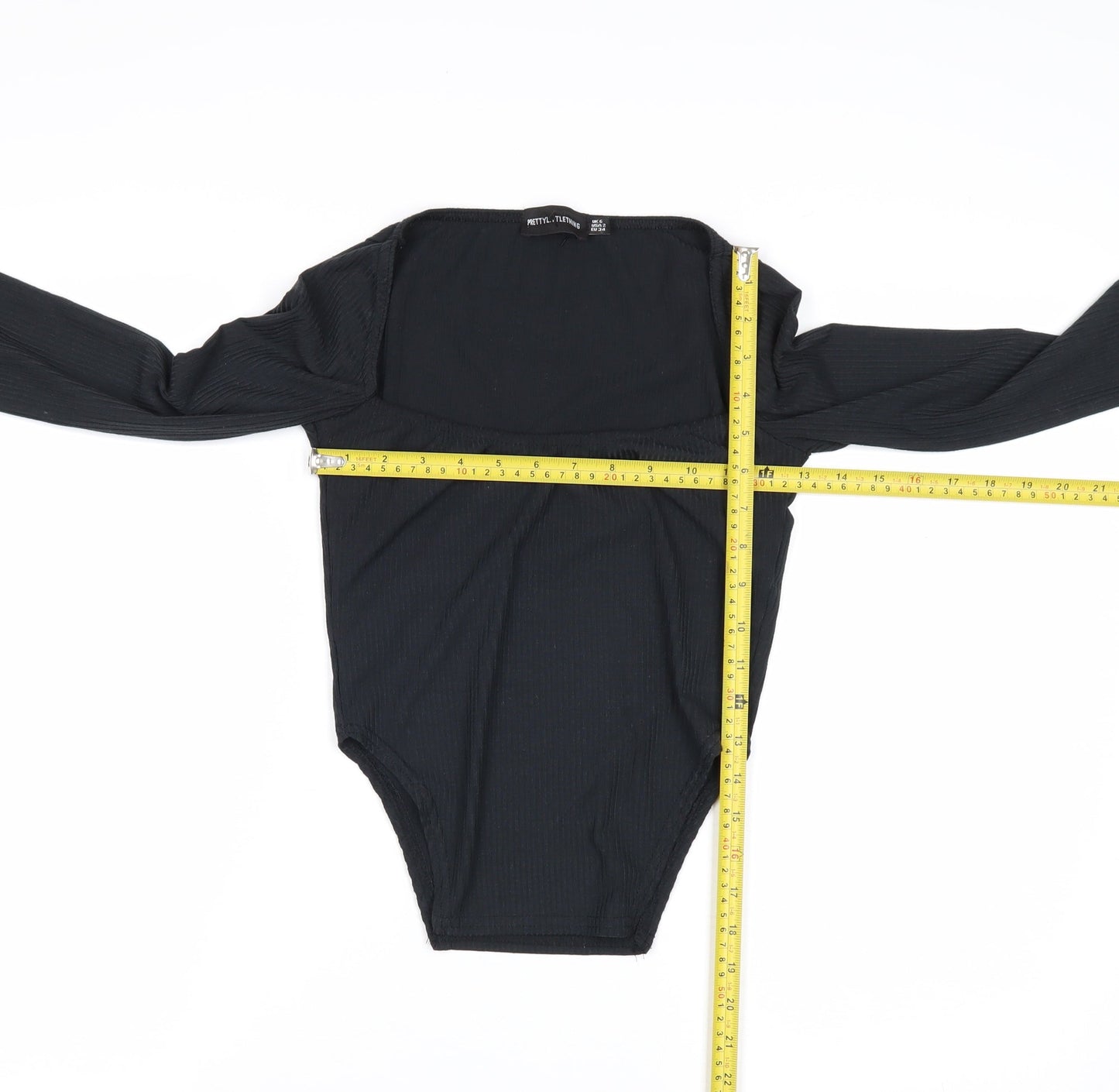 PrettyLittleThing Women Black Size 6 Slim Fit Long Sleeve Bodysuit