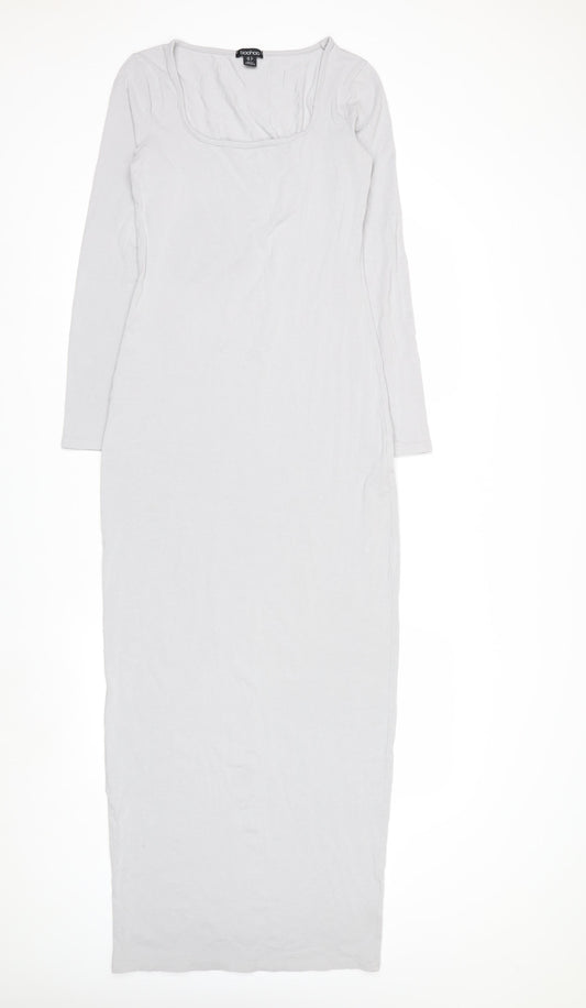 Boohoo Women’s Grey Long Sleeve Bodycon Maxi Dress Size 12