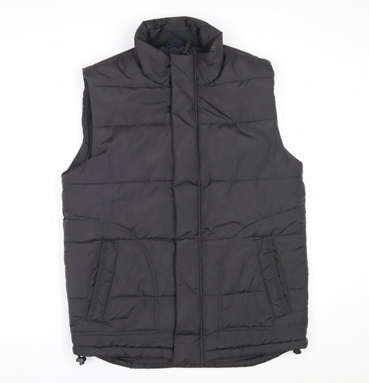 TU Men's Black Puffer Waistcoat Small Regular Fit Polyester