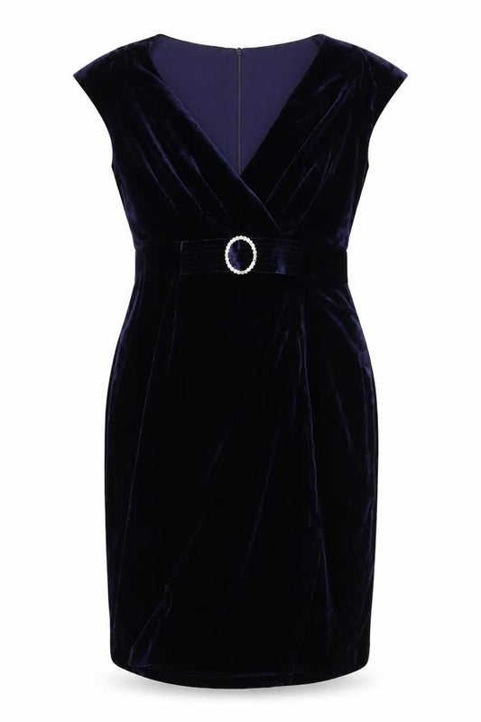 Laura Petites Women’s Blue Velvet Sheath Dress Size 12 Petites