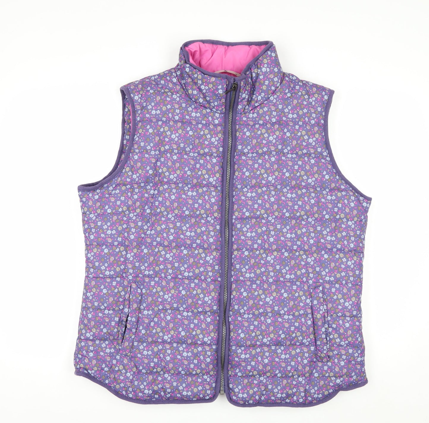 Tu Women’s Purple Floral Padded Waistcoat Size 18 Full Zip