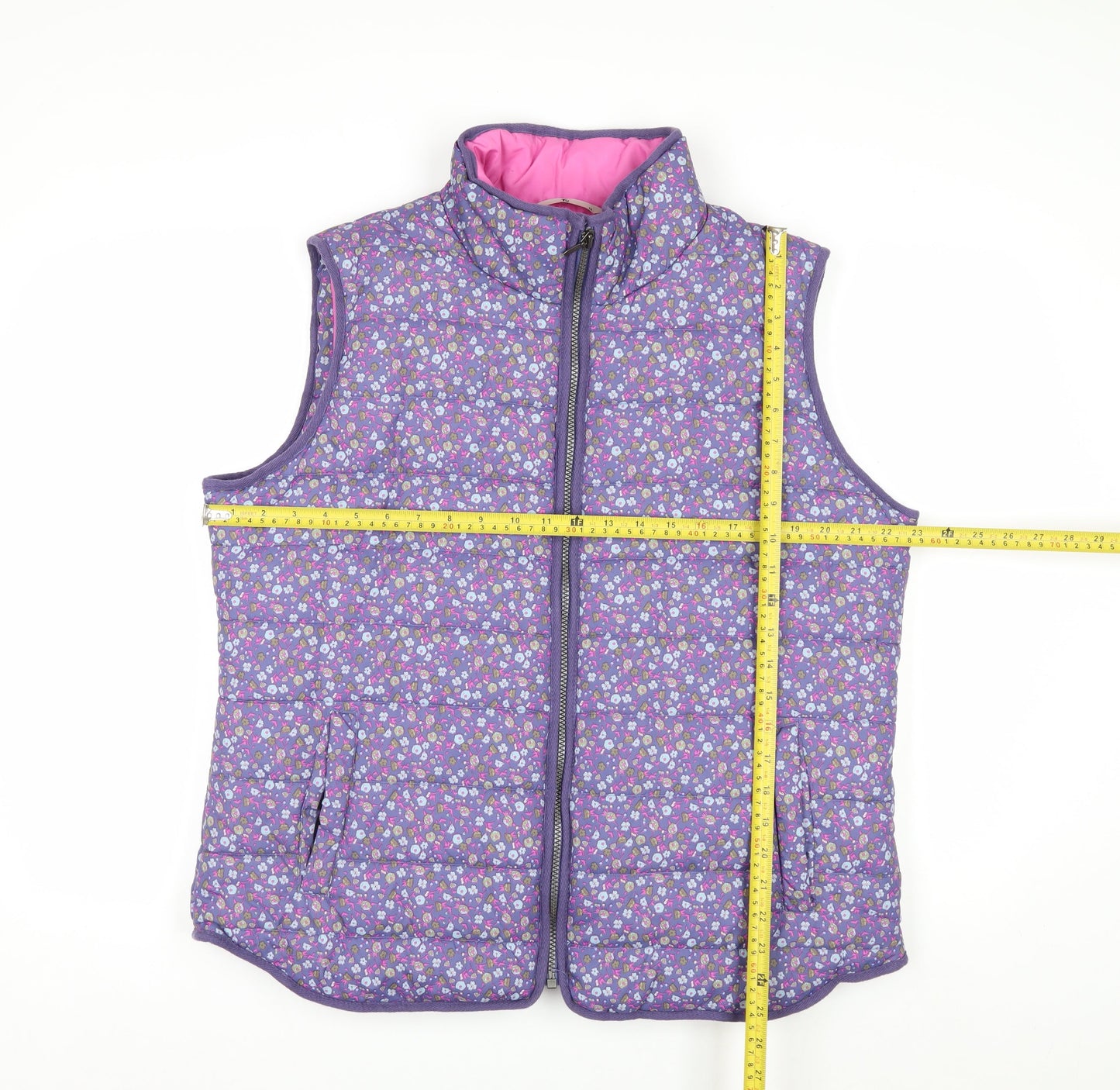 Tu Women’s Purple Floral Padded Waistcoat Size 18 Full Zip