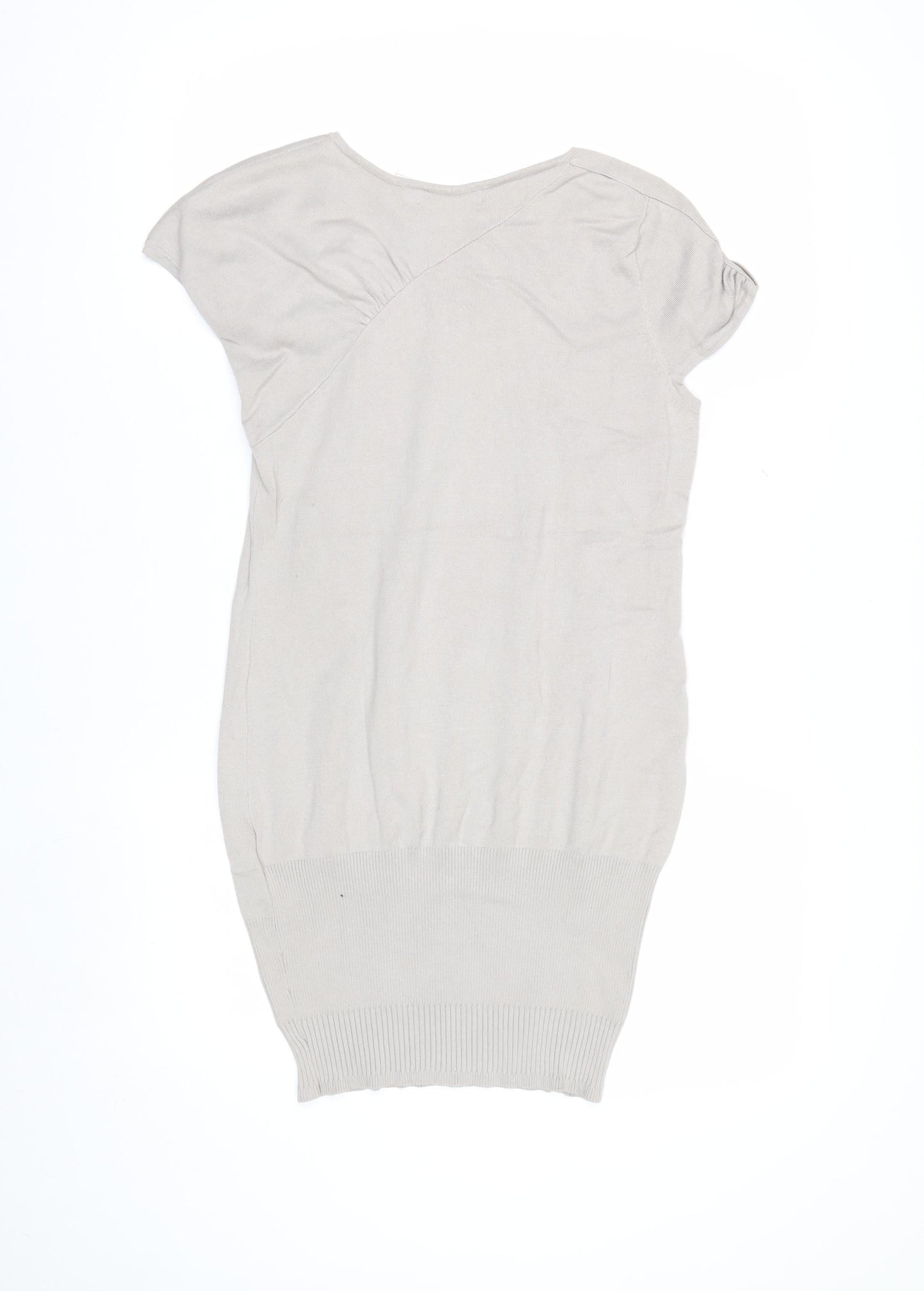 Karen Millen Women's Beige Short Sleeve Scoop Neck Pullover Jumper Size 12