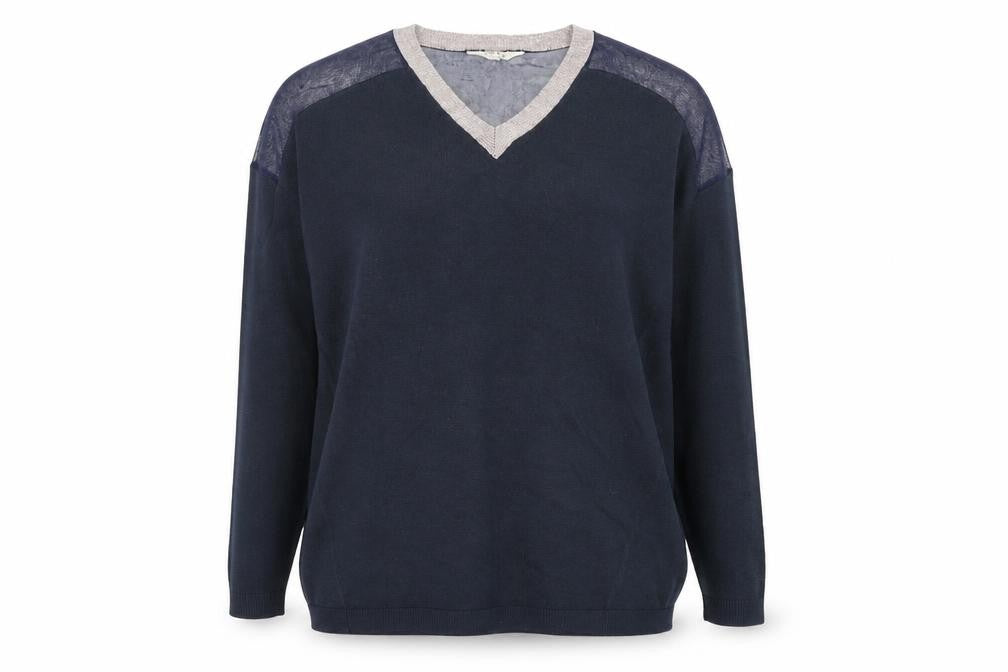 Nine by Savannah Miller Women's Blue V-Neck Long Sleeve Jumper Size 14