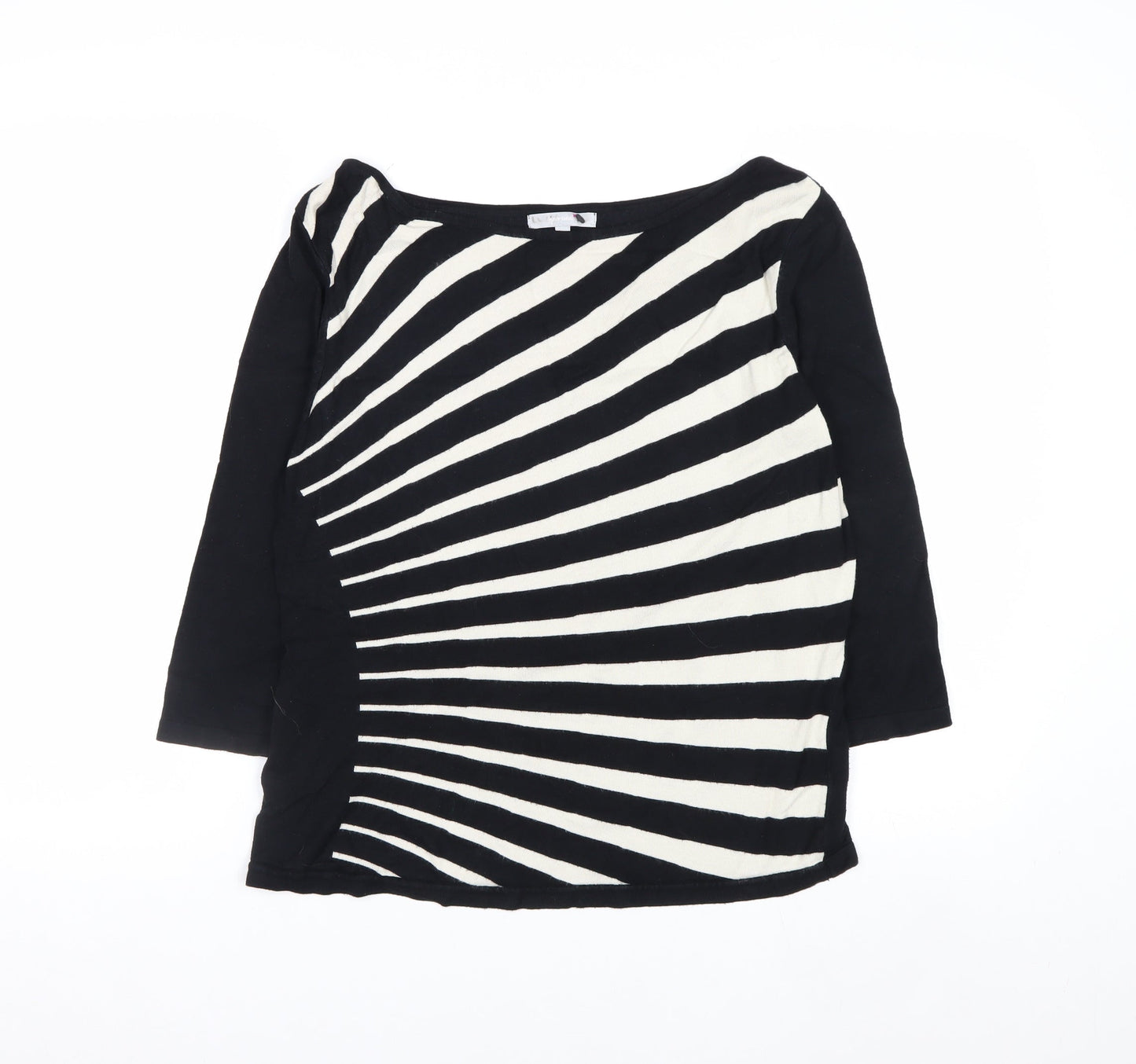 Marks and Spencer Per Una Women’s Black Beige Striped Jumper Size 16