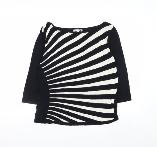 Marks and Spencer Per Una Women’s Black Beige Striped Jumper Size 16