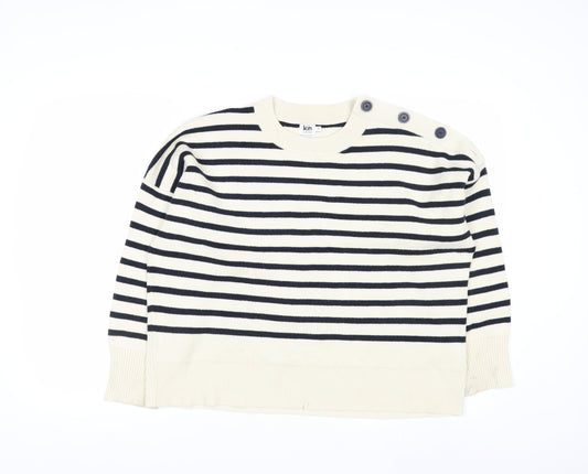 Kin by John Lewis Women Ivory Striped Pullover Jumper M
