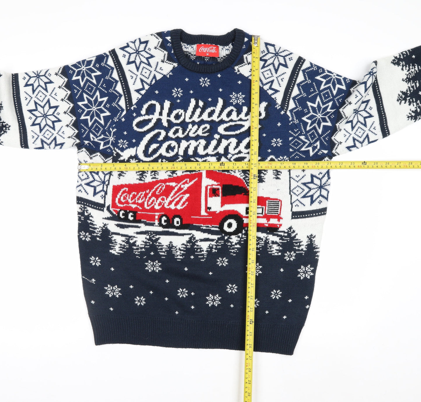 Coca-Cola Men's Blue Christmas Pullover Jumper M Winter Knit