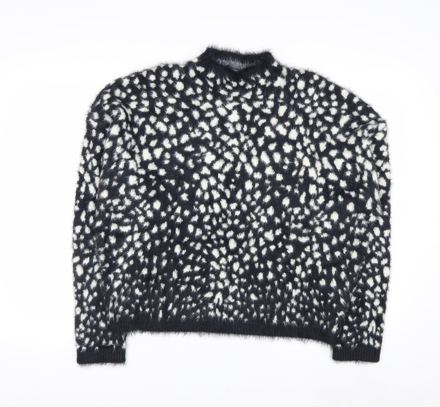 Marks and Spencer Women’s Black Animal Print Fluffy Jumper Size M