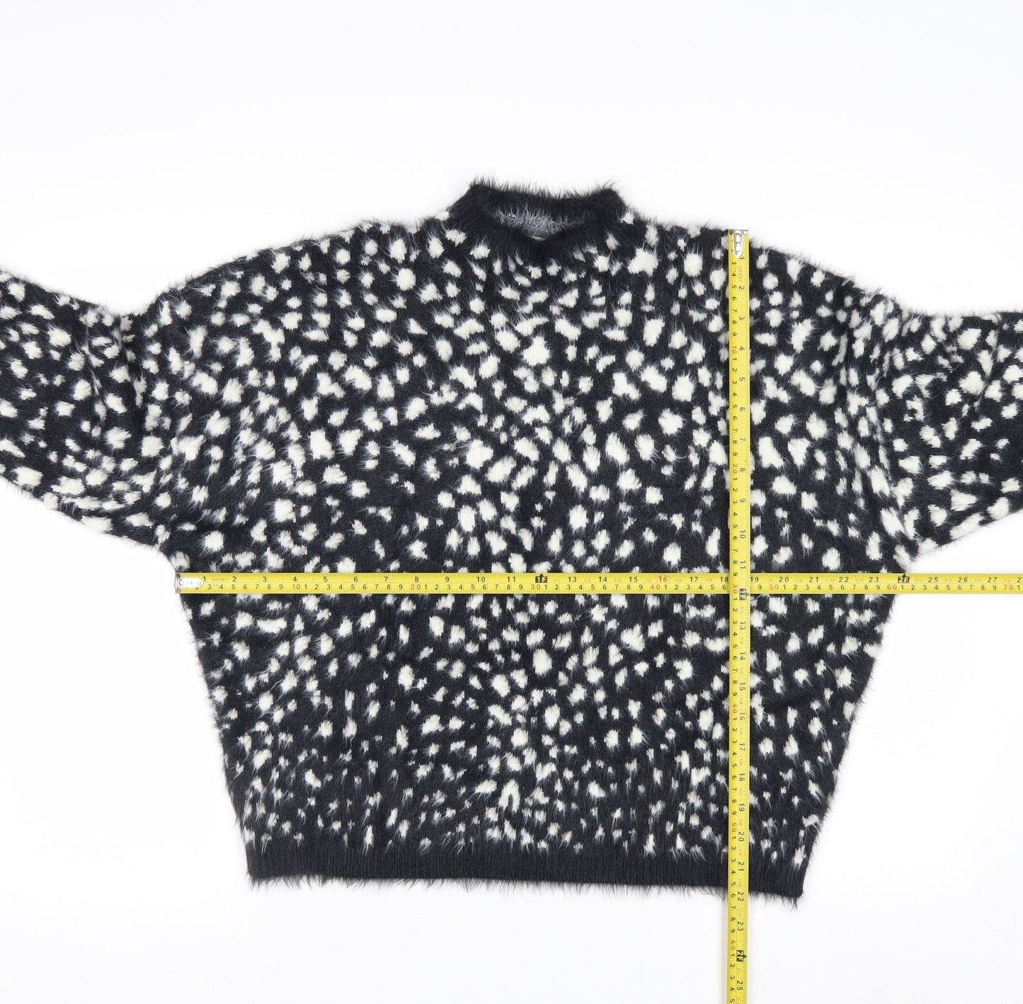 Marks and Spencer Women’s Black Animal Print Fluffy Jumper Size M