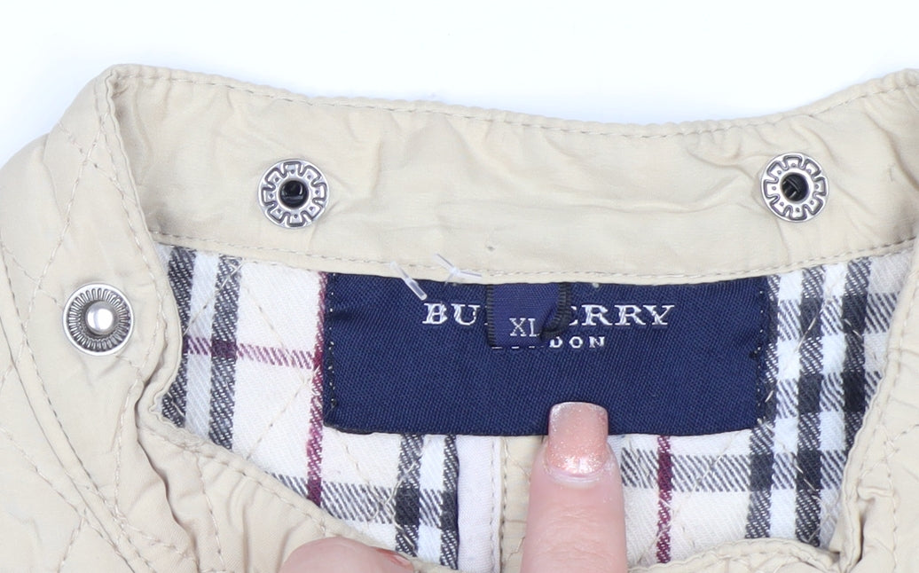Burberry London Women's Beige Quilted Jacket XL Classic Cotton Lined