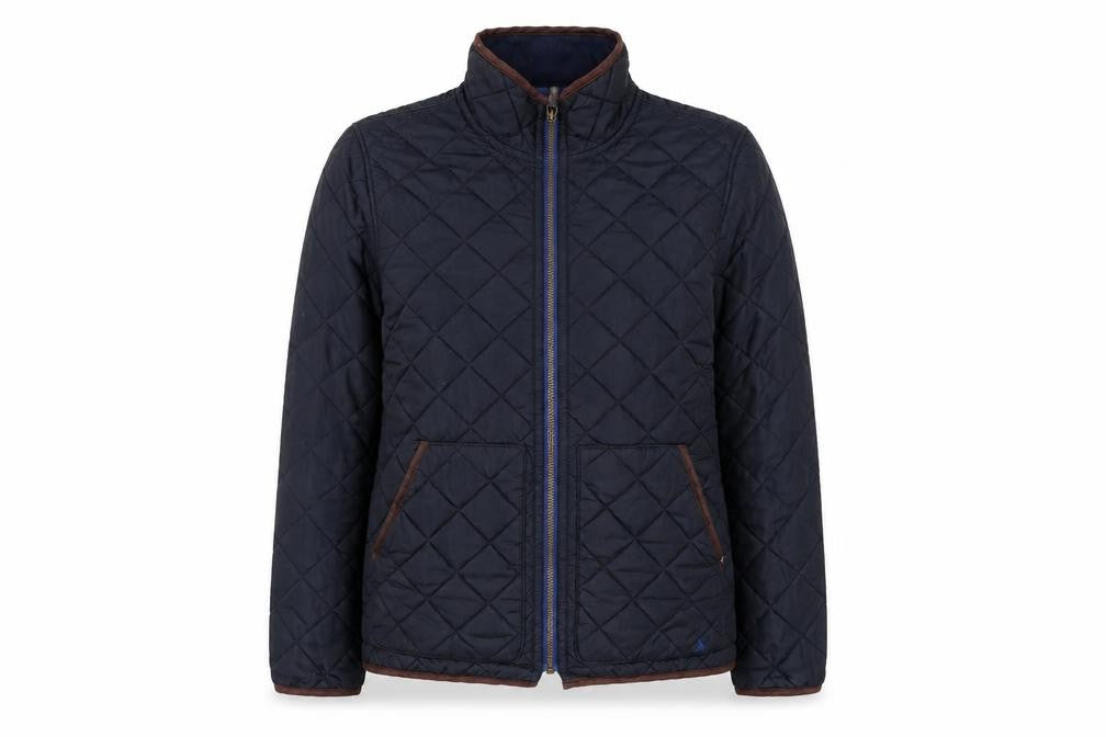Joules Women Blue Quilted Mid-Length Jacket Size M