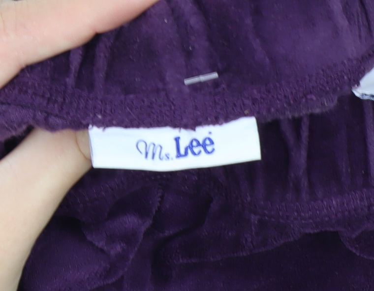 Ms. Lee Women Purple Velvet Straight Leg Trousers L