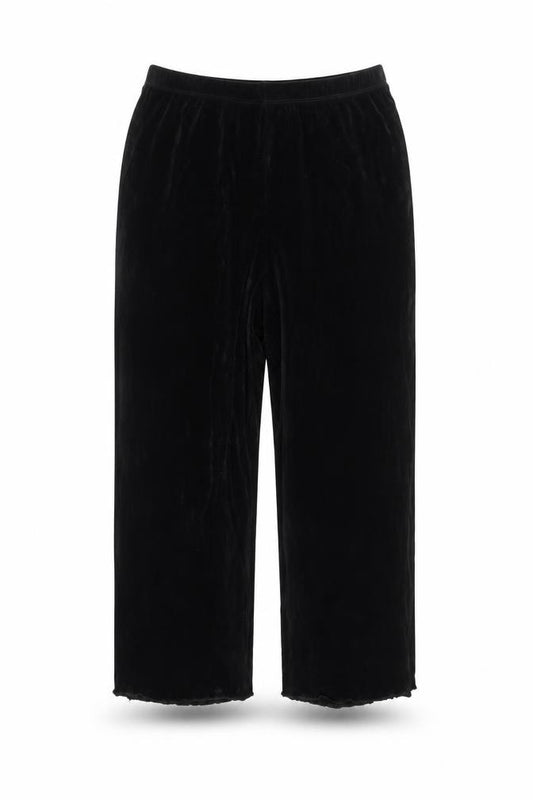 Alfred Dunner Womens Black XS Wide-Leg Velvet Trousers