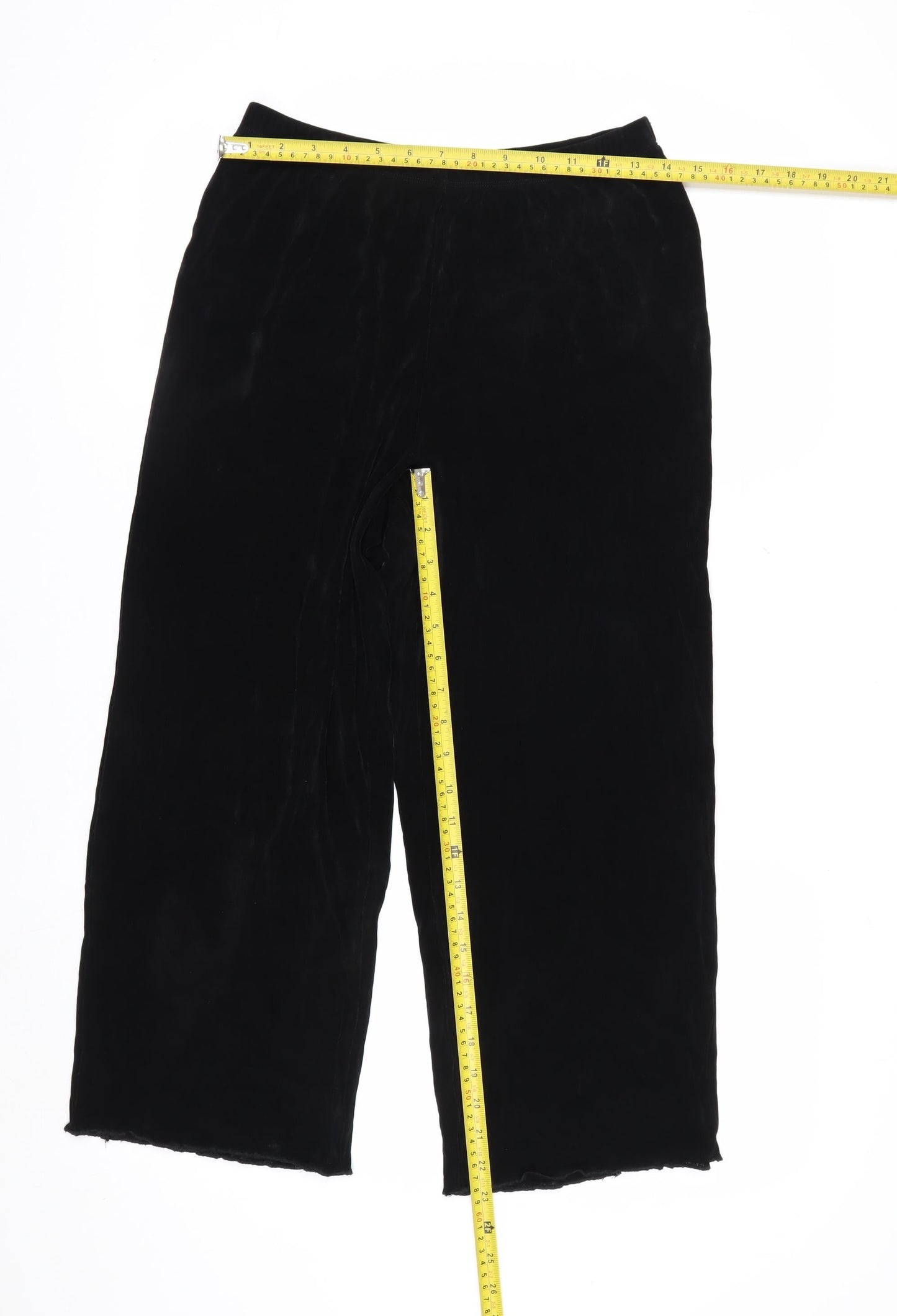 Alfred Dunner Womens Black XS Wide-Leg Velvet Trousers