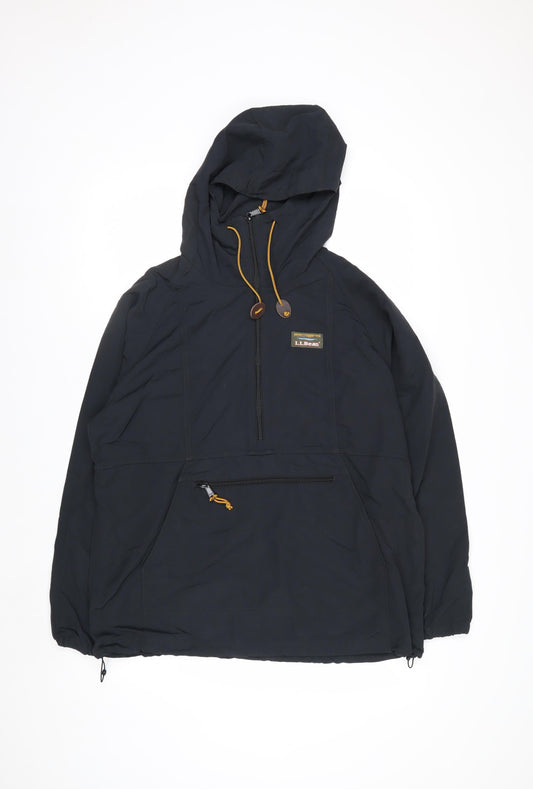 L.L. Bean Men's Black Nylon Anorak Hooded Jacket Size M Regular