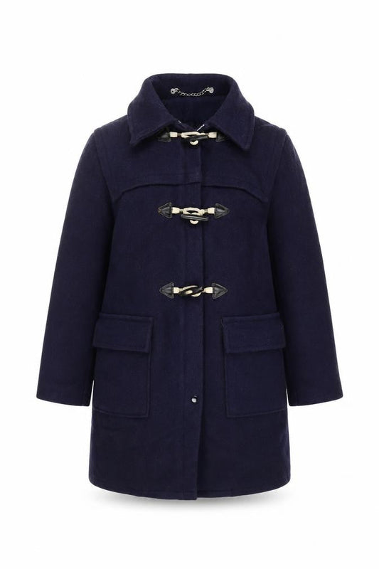 Lady Barry Girls Blue Wool Duffle Coat 9-10 Years Long Hooded Classic Style