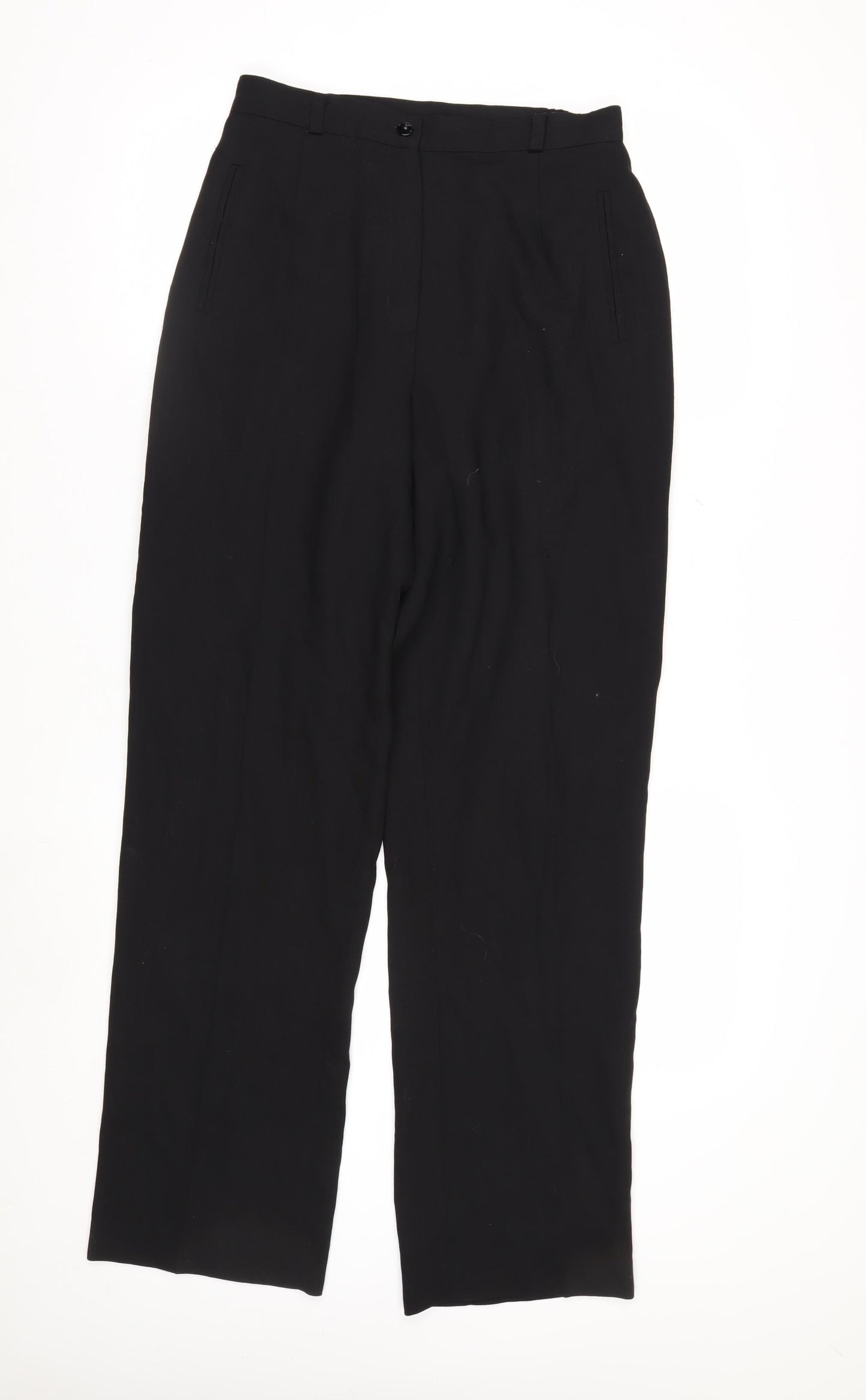 Valliani Women Black Wool Straight Leg Trousers Size 10