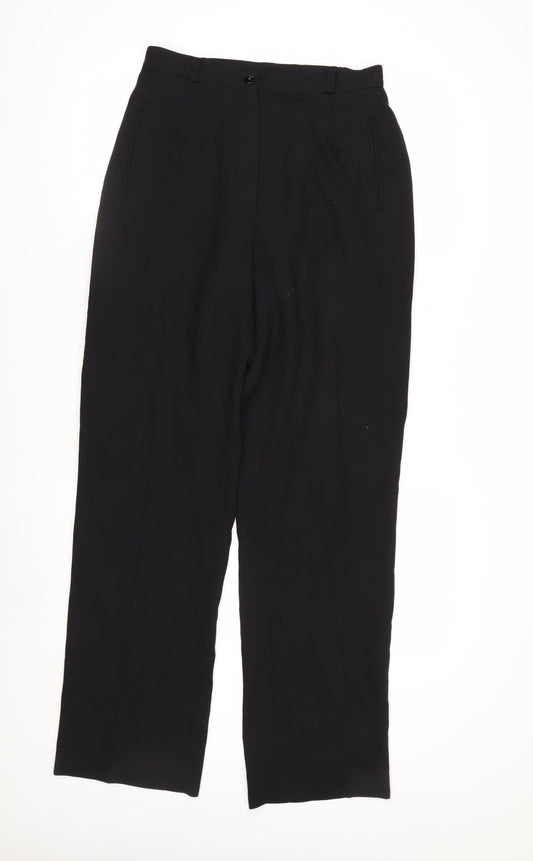 Valliani Women Black Wool Straight Leg Trousers Size 10
