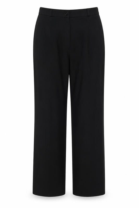 Valliani Women Black Wool Straight Leg Trousers Size 10