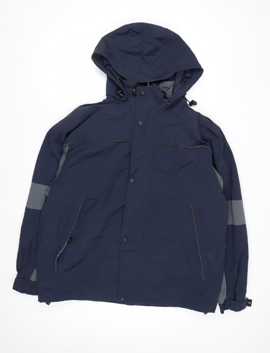 North End Men's Blue Waterproof Hooded Parka Jacket L