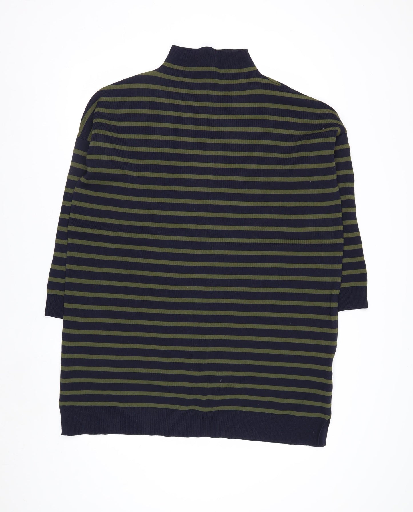 Whistles Men Green Navy Striped High Neck Pullover Jumper Size L